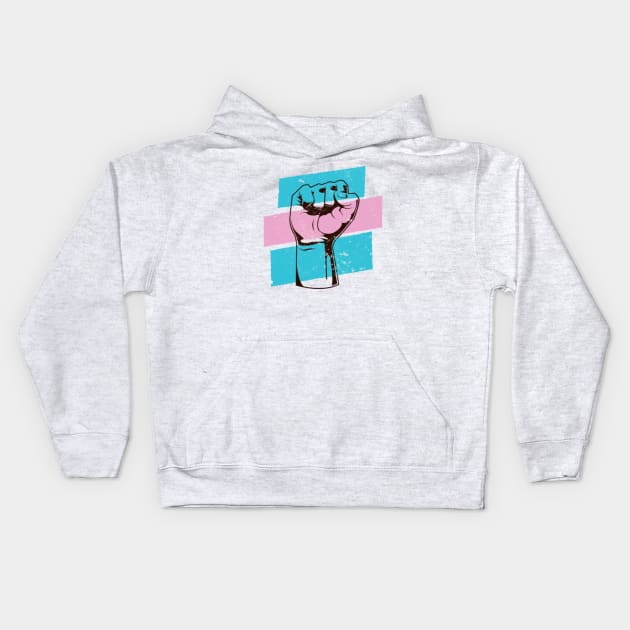 Fight for Trans Rights // Protest Fist Transgender Pride Flag Kids Hoodie by SLAG_Creative